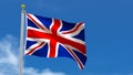 British UK United Kingdom Flag Country 3D Rendering in Blue Sky Background Royalty Free Stock Photo