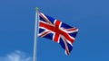 British UK United Kingdom Flag Country 3D Rendering in Blue Sky Background Royalty Free Stock Photo