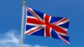 British UK United Kingdom Flag Country 3D Rendering in Blue Sky Background Royalty Free Stock Photo