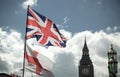 British Union Jack flag blowing in the wind. Royalty Free Stock Photo