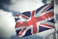 British Union Jack flag blowing in the wind. Royalty Free Stock Photo