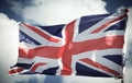 British Union Jack flag blowing in the wind. Royalty Free Stock Photo