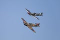 British vintage fighter planes flying together