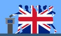 British voters crowd silhouette like Unidet Kingdom flag by voting for Brexit
