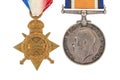 The British War Medal, 1914-18 with ribbon (Squeak), The 1914-15 Star (Pip) Royalty Free Stock Photo