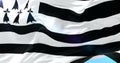 Brittany flag waving at wind in slow, loop