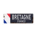 Brittany, France road sign enamel. Stamp Round Vector Icon. Vintage Postage Designs.