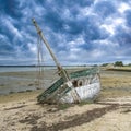 Brittany, Ile d Arz in the Morbihan gulf, a wreck ship