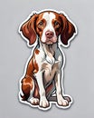 brittany spaniel dog sticker isolated label sitting portrait