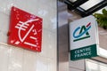 Caisse d`epargne and Credit Agricole sign logo brand store french Bank agenc