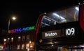 Brixton, London, UK: The 109 bus on Brixton Road opposite Electric Avenue