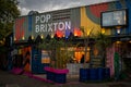 Brixton, London, UK: Entrance to Pop Brixton, a community space supporting independent local restaurants, bars and businesses