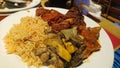 A Briyani Rice served with mutton and some fungus