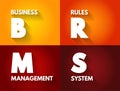 BRMS - Business Rules Management System is a software system used to define, deploy, execute, monitor and maintain the variety and