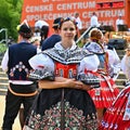 Brno - Bystrc, Czech Republic, June 22, 2019. Traditional Czech feast. Folk Festival. Girls and boys dancing in beautiful costumes