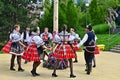 Brno - Bystrc, Czech Republic, June 22, 2019. Traditional Czech feast. Folk Festival. Girls and boys dancing in beautiful costumes