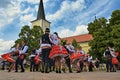 Brno - Bystrc, Czech Republic, June 22, 2019. Traditional Czech feast. Folk Festival. Girls and boys dancing in beautiful costumes