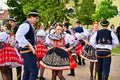 Brno - Bystrc, Czech Republic, June 22, 2019. Traditional Czech feast. Folk Festival. Girls and boys dancing in beautiful costumes