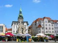 Brno city: old town hall, Parnas fountain, Cabbage market Royalty Free Stock Photo