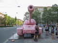 Pink tank in Brno