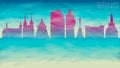 Brno Czech Republic City Skyline Vector Silhouette. Broken Glass Abstract Geometric Dynamic Textured. Banner Background. Colorful