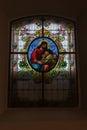 Brno, Czech Republic, December 25, 2023 - beautiful stained glass windows in a church with a religious theme of Christianity