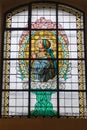 Brno, Czech Republic, December 25, 2023 - beautiful stained glass windows in a church with a religious theme of Christianity