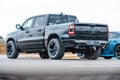 American pickup truck Dodge RAM in black color in the parking lot Royalty Free Stock Photo