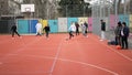 BRNO, CZECH REPUBLIC, FEBRUARY 29, 2020: Ghetto poor in Brno football players field sport field sport pitch, street life people