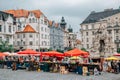 Parnas fountain and Zelny trh old town market square in Brno, Czech Republic