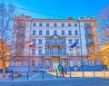 The facade of Supreme Court on Moravian Square in Brno, Czech Republic