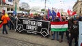 BRNO, CZECH REPUBLIC, MAY 1, 2017: March of radical extremists, suppression of democracy, against European Union