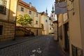 A narrow and ancient alley in the old city of Brno - a bright sunny day