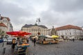 Panorama of the Zelny Trh, or Cabbage Market Square, in the city center of Brno. Royalty Free Stock Photo