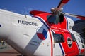 Brno, Czechia - October 08, 2021: Red and white Sokol W-3A search and rescue helicopter with Czechia roundel flag sign. Closeup Royalty Free Stock Photo