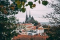 Brno oldtown panorama on rainy day