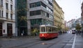 Brno - retro tram on the old city