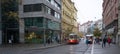Brno - retro tram on the old city