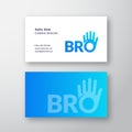 Bro or Brother Abstract Vector Sign or Logo and Business Card Template. Brotherhood or Team Lettering Icon. High Five