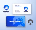 Bro Handshake Abstract Vector Logo and Business Card Template. Friends, Partners or Brothers Hand Shake Incorporated in