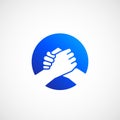 Bro Handshake Abstract Vector Sign, Symbol or Icon. Friends, Partners or Brothers Hand Shake Incorporated in a Circle Royalty Free Stock Photo