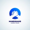 Bro Handshake Abstract Vector Sign, Symbol or Logo Template. Friends, Partners or Brothers Hand Shake Incorporated in a