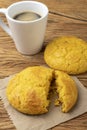 Broa, typical brazilian corn flour bread with coffee Royalty Free Stock Photo