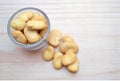 broad beans, Also called Fava or Windsor Bean in glass bowl on wooden background Royalty Free Stock Photo