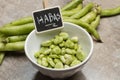 Broad beans in a white bowl Royalty Free Stock Photo