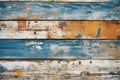 broad old painted wood in a blues, orange and white Royalty Free Stock Photo