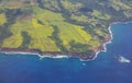 Aerial view over the ocean on west coast of Maui, Hawaii. Royalty Free Stock Photo