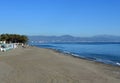 The broad sandy beach at the Spanish seaside resort of Torremolinos.