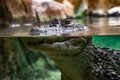 Broad snouted caiman Caiman latirostris in zoo Barcelona Royalty Free Stock Photo