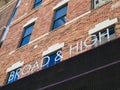 Broad and High sign in downtown Columbus Ohio 2022 Royalty Free Stock Photo